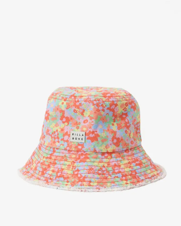 Womens Suns Out Bucket Hat Pink Trails Billabong Hats and Beanies