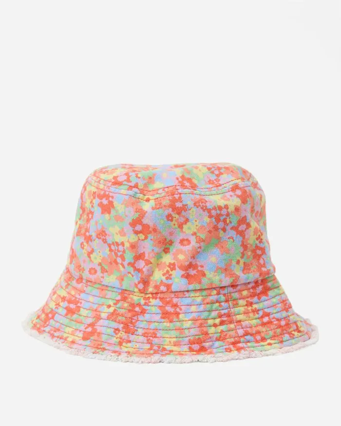 Womens Suns Out Bucket Hat Pink Trails Billabong Hats and Beanies
