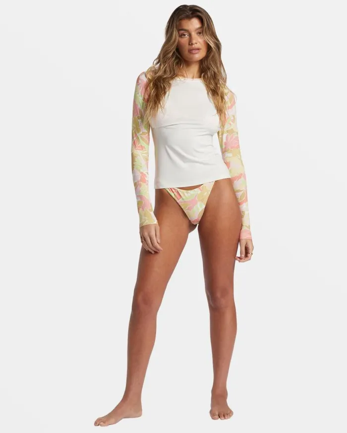 Womens Sunshine Diaries Long Sleeve UPF 50 Surf Tshirt Salt Crystal Billabong Rashguards and Bodysuits
