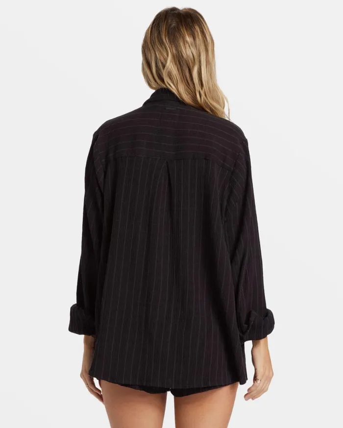 Womens Swell Long Sleeve Shirt Black Sands Billabong Tops Womens Swell Long Sleeve Shirt Black Sands Billabong Tops