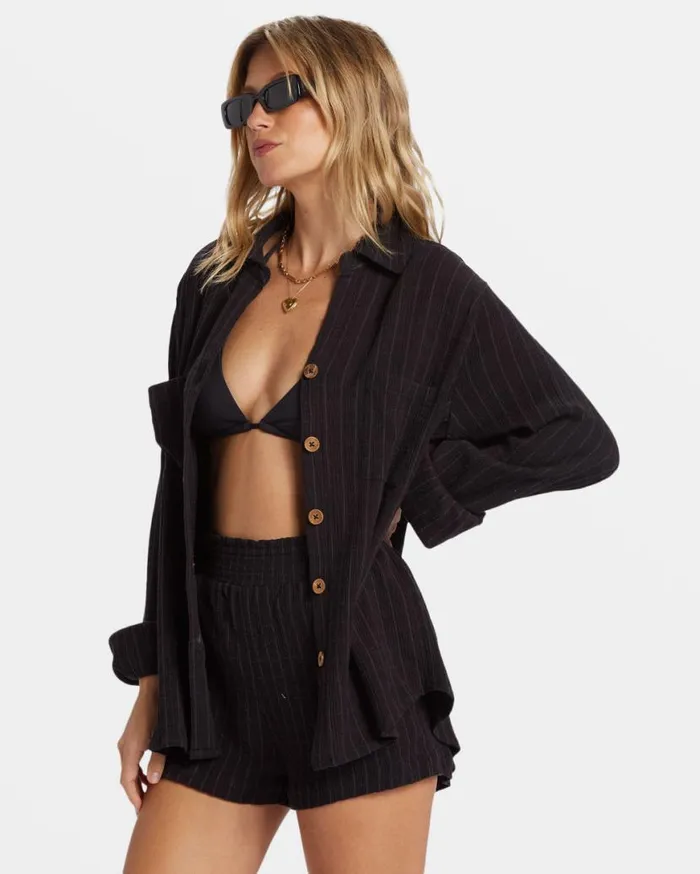 Womens Swell Long Sleeve Shirt Black Sands Billabong Tops Womens Swell Long Sleeve Shirt Black Sands Billabong Tops