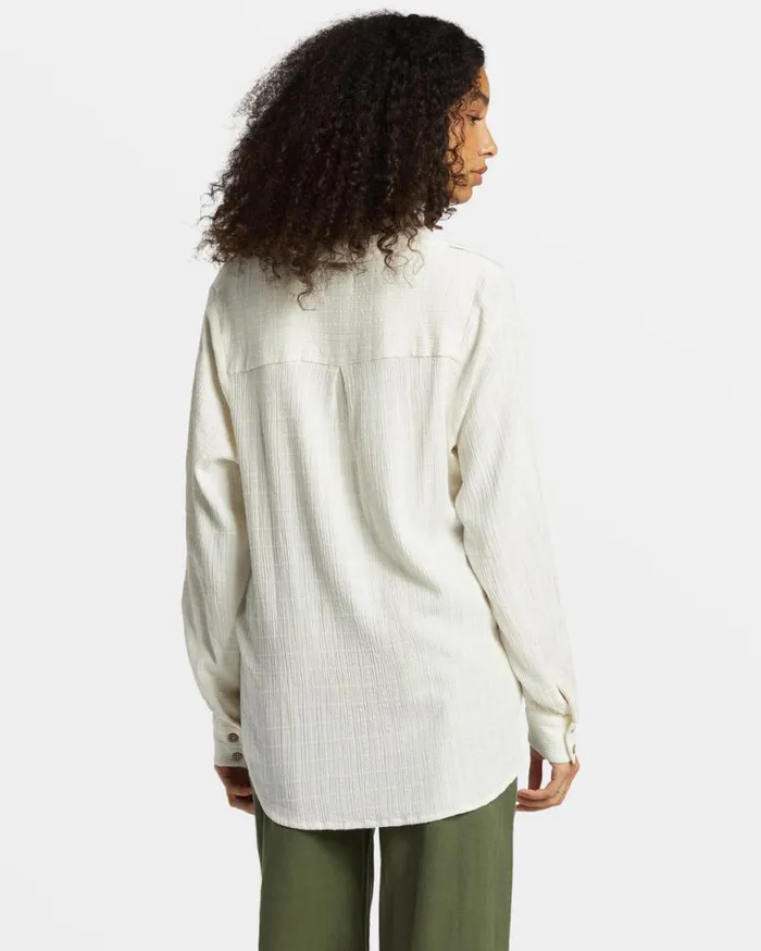 Womens Swell Long Sleeve Shirt Salt Crystal Billabong Tops