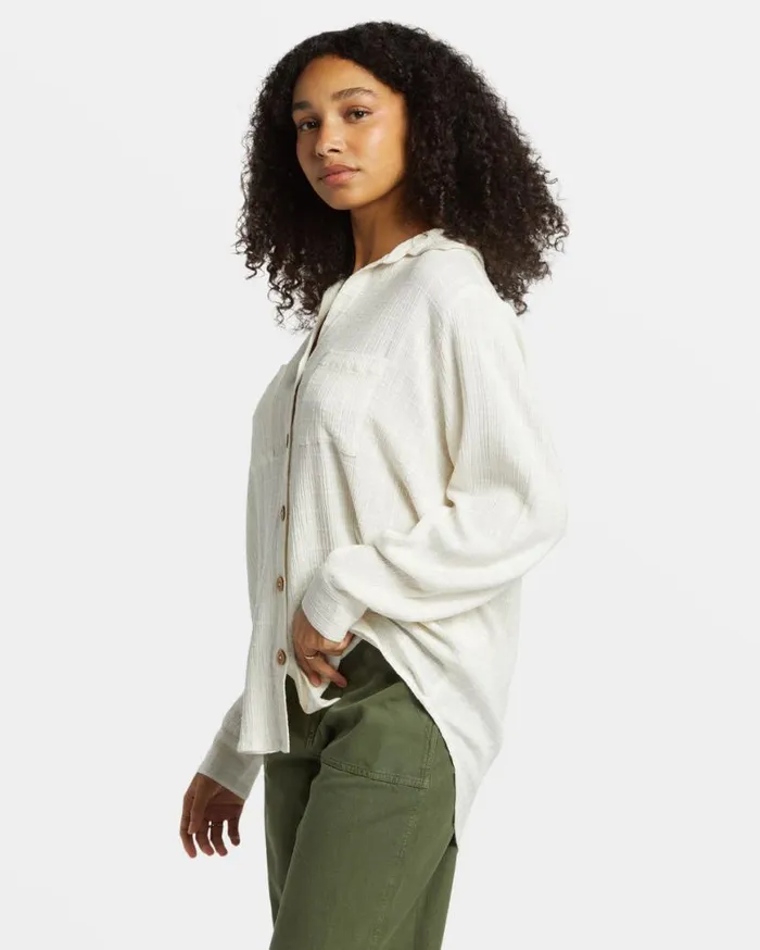 Womens Swell Long Sleeve Shirt Salt Crystal Billabong Tops