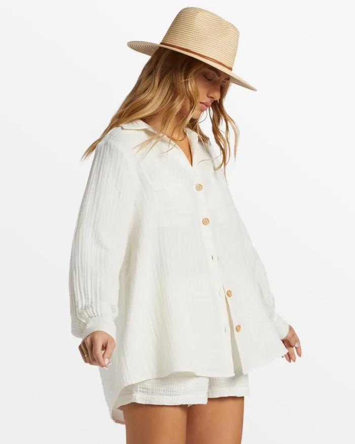 Womens Swell Shirt Woven Shirt Salt Crystal Billabong Tops