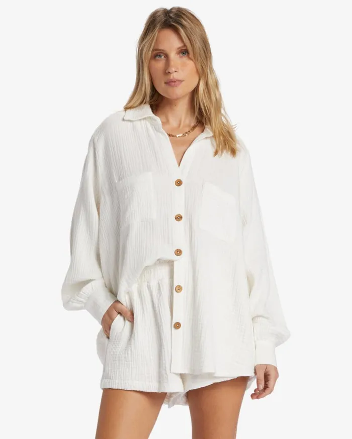 Womens Swell Shirt Woven Shirt Salt Crystal Billabong Tops