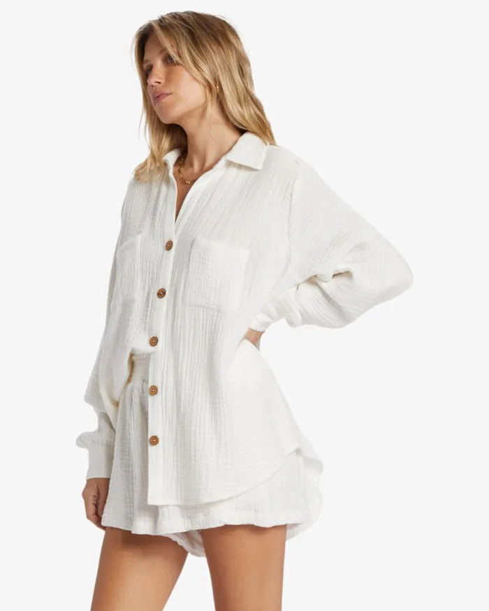 Womens Swell Shirt Woven Shirt Salt Crystal Billabong Tops