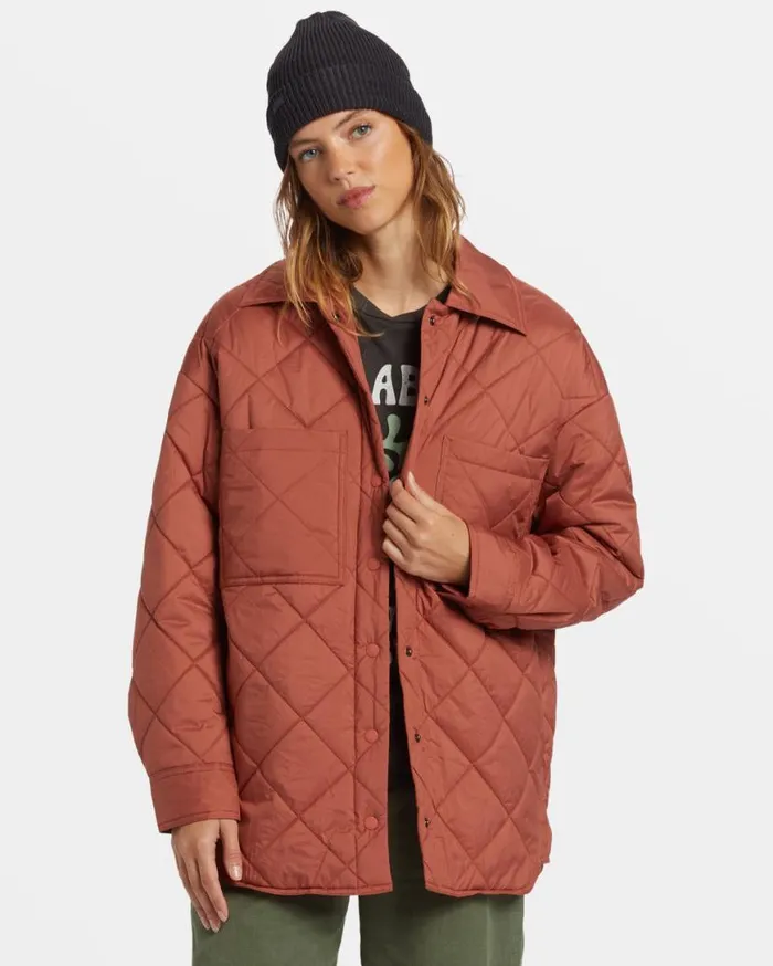 Womens Transport Shacket Snap Front Overshirt Sweet Chocolate Billabong Jackets Womens Transport Shacket Snap Front Overshirt Sweet Chocolate Billabong Jackets
