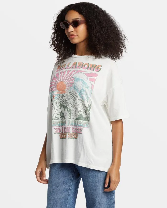 Womens Vision Of Paradise TShirt Salt Crystal Billabong Tops Womens Vision Of Paradise TShirt Salt Crystal Billabong Tops