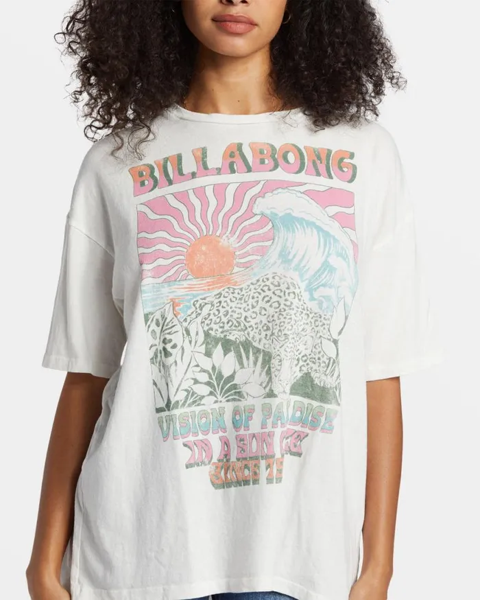 Womens Vision Of Paradise TShirt Salt Crystal Billabong Tops Womens Vision Of Paradise TShirt Salt Crystal Billabong Tops