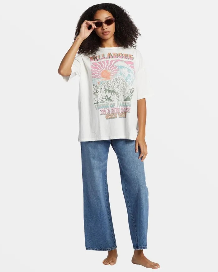 Womens Vision Of Paradise TShirt Salt Crystal Billabong Tops Womens Vision Of Paradise TShirt Salt Crystal Billabong Tops