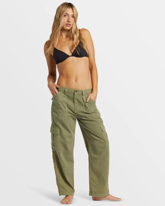 Womens Walk Along Pants Army Billabong Jeans and Pants