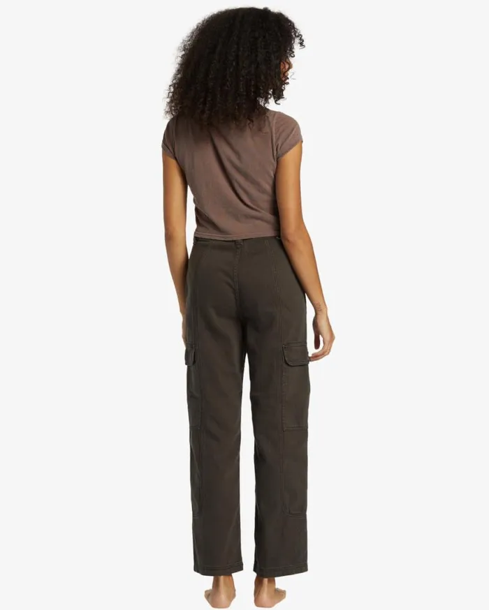 Womens Wall To Wall Denim Cargo Pants Black Sands Billabong Jeans and Pants