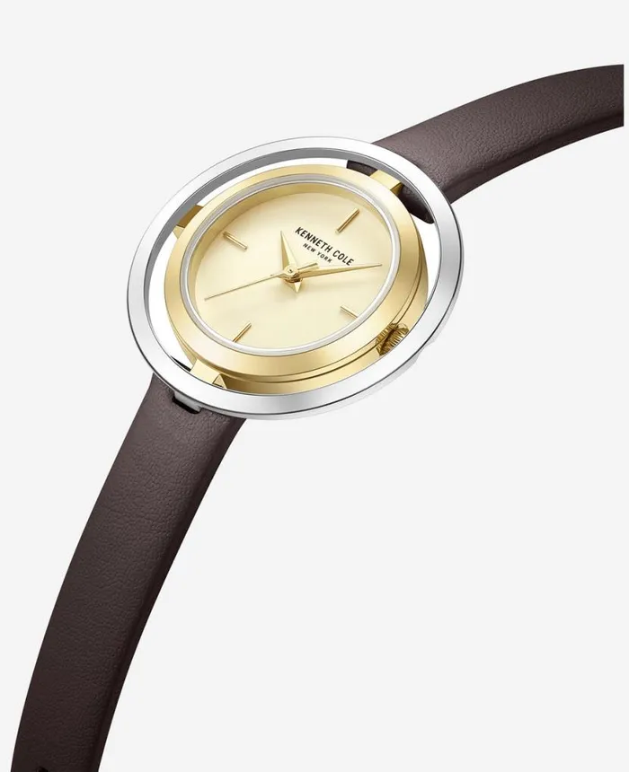 Womens Watches Women Kenneth Cole Automatic TwoTone Transparency Water Resistant Leather Strap Watch Brown Womens Watches Women Kenneth Cole Automatic TwoTone Transparency Water Resistant Leather Strap Watch Brown