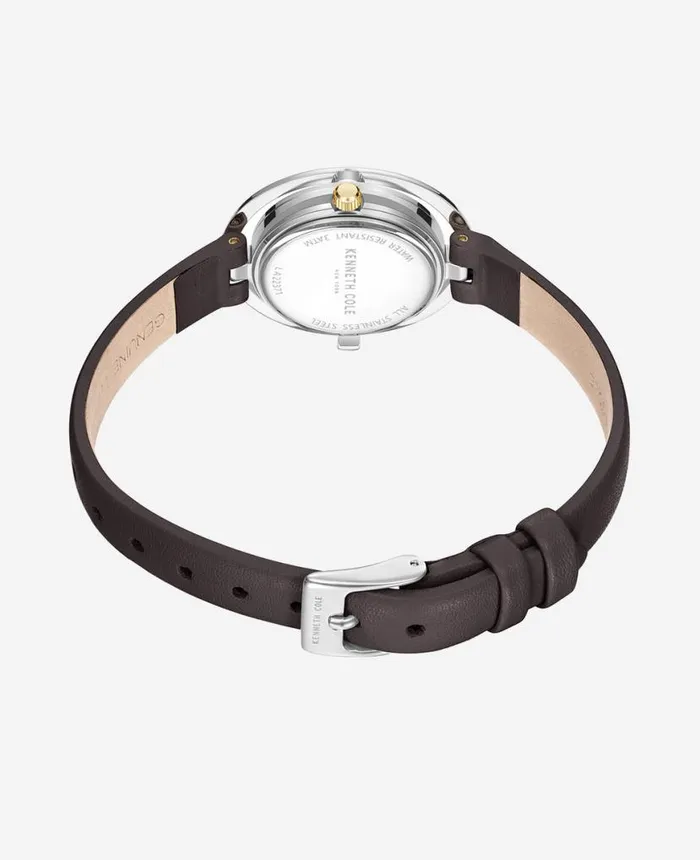 Womens Watches Women Kenneth Cole Automatic TwoTone Transparency Water Resistant Leather Strap Watch Brown Womens Watches Women Kenneth Cole Automatic TwoTone Transparency Water Resistant Leather Strap Watch Brown