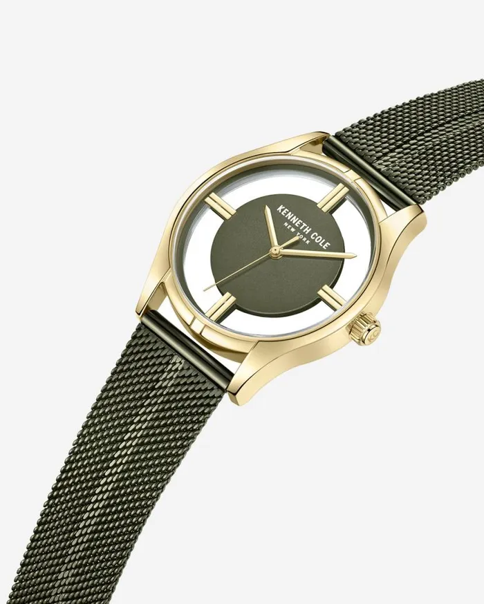 Womens Watches Women Kenneth Cole Transparency Water Resistant Stainless Steel Mesh Bracelet Watch Green
