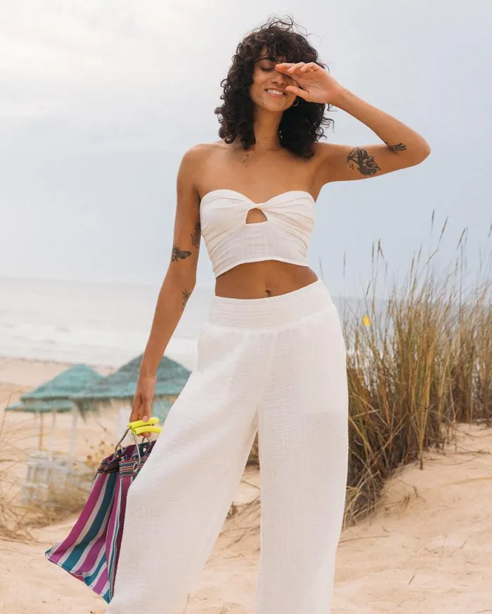 Womens Wave Crush Tube Top Salt Crystal Billabong Tops