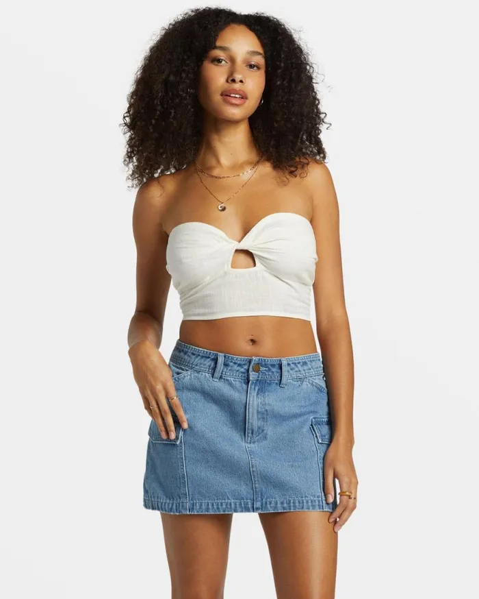 Womens Wave Crush Tube Top Salt Crystal Billabong Tops Womens Wave Crush Tube Top Salt Crystal Billabong Tops