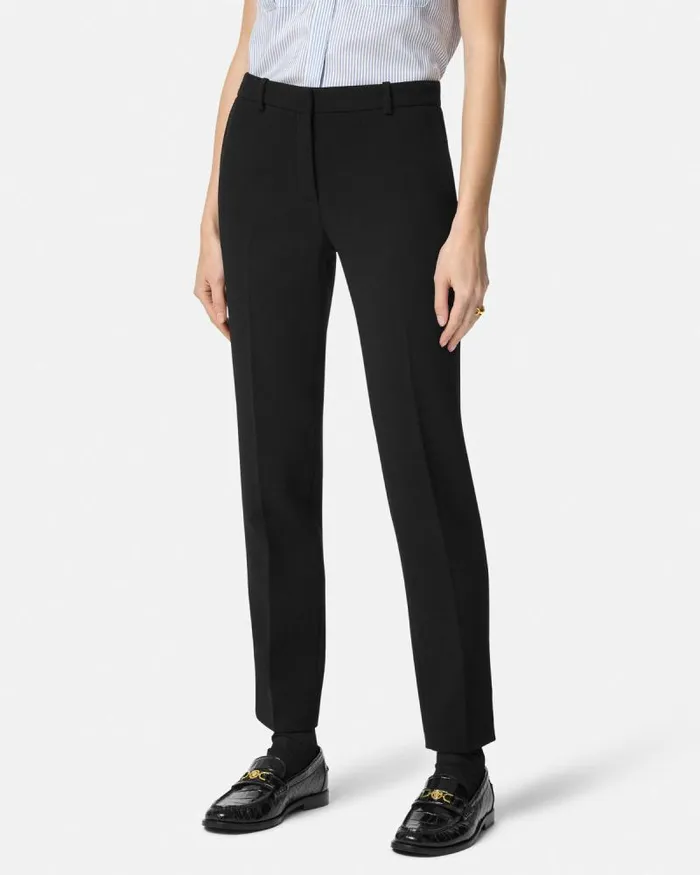 WoolBlend SlimFit Pants Black Women Versace Pants and Shorts