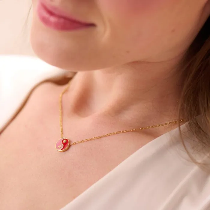 Yin Yang Heart Chain Necklace Adjustable Gold Women Alex And Ani Balance Harmony